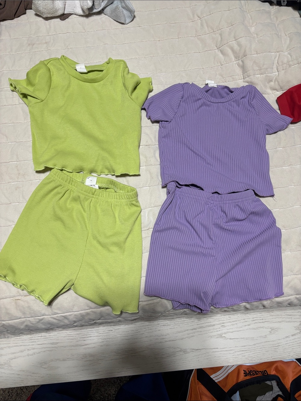 Toddler Ribbed Sets - Lime Green & Lavender
